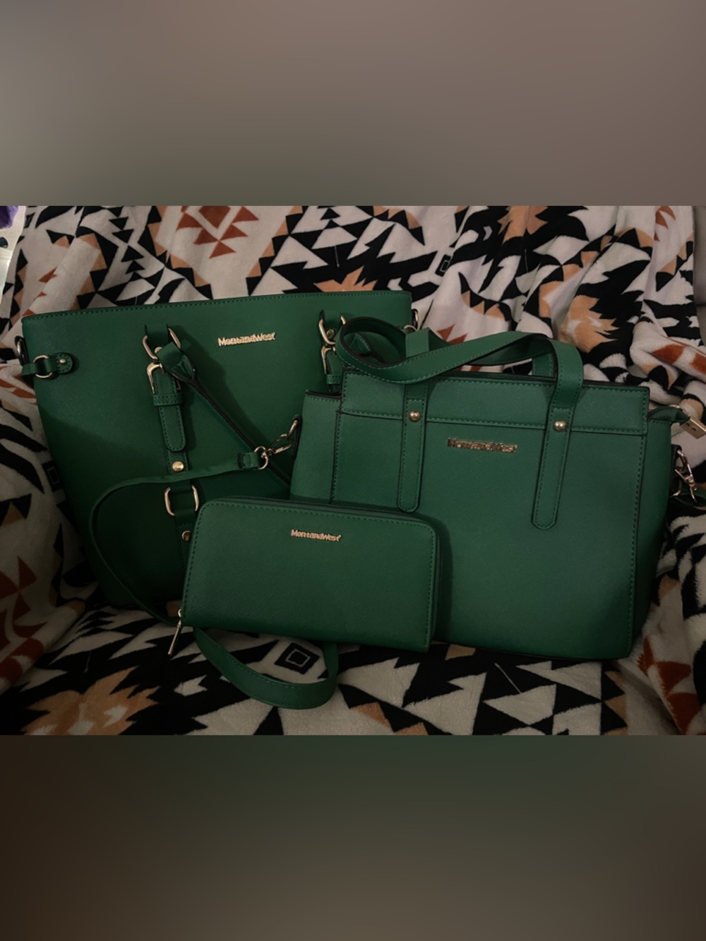 Montana West Emerald Green Tote with Matching Crossbody and Wallet